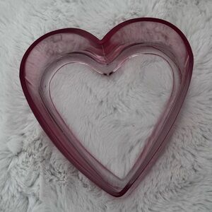 Heart Shaped Pink Clear Glass Dish